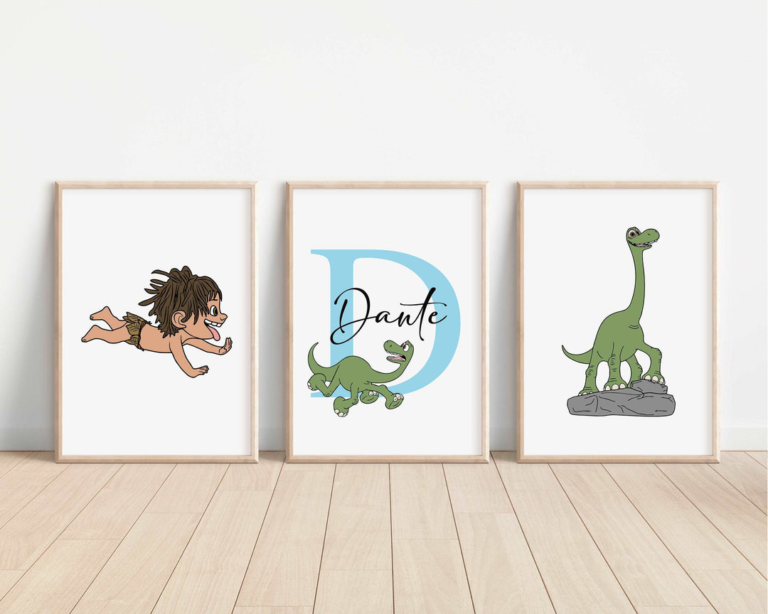 SET OF 3 The Good Dinosaur Personalised Print | Arlo Buck Spot Butch Bedroom Print Kids Children Nursery Bedroom Art Wall Disney Pixar