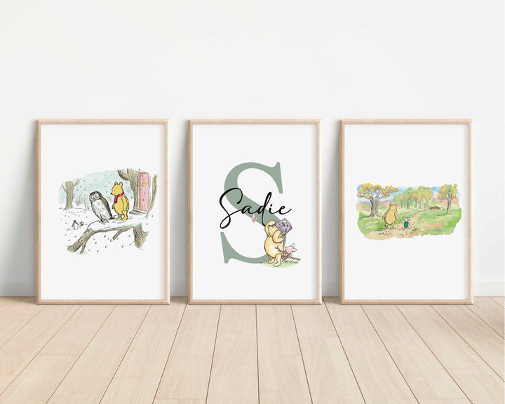 SET OF 3 Winnie the Pooh Print | Eeyore Tigger Piglet Rabbit Roo Quote Bedroom Print Kids Children Nursery Bedroom Art Wall Disney Pixar