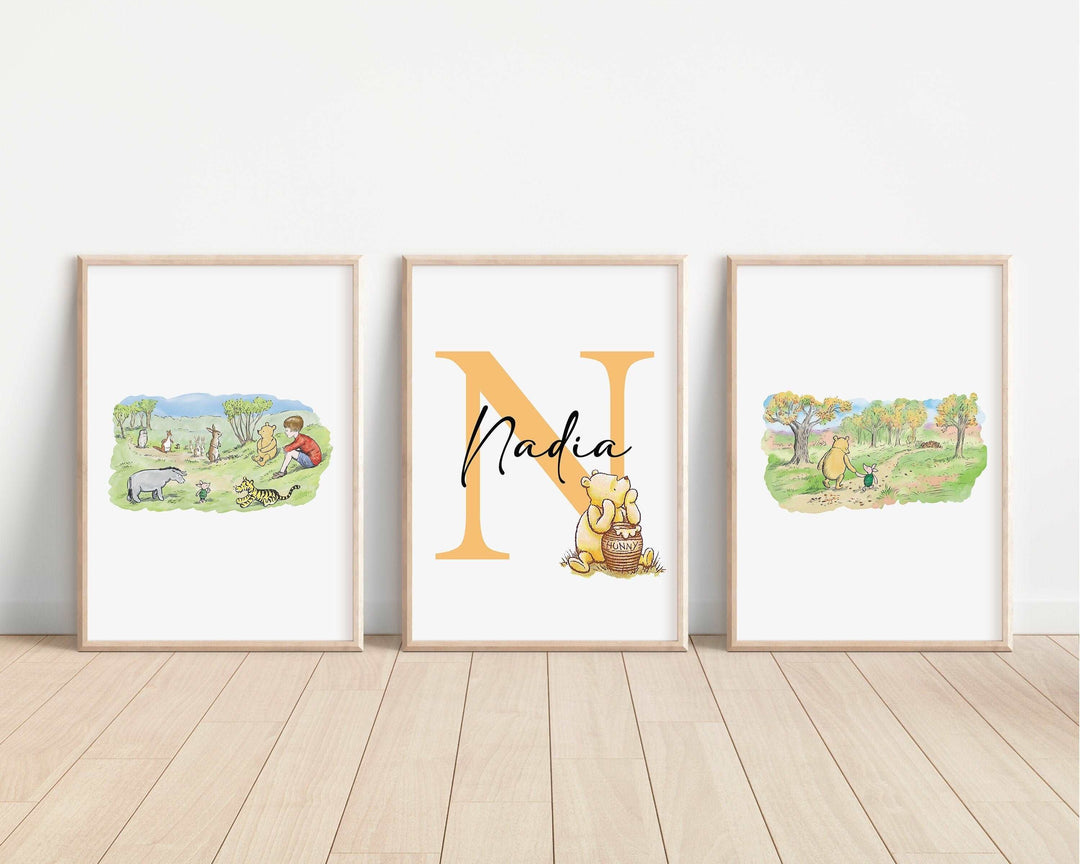 SET OF 3 Winnie the Pooh Print | Eeyore Tigger Piglet Rabbit Roo Quote Bedroom Print Kids Children Nursery Bedroom Art Wall Disney Pixar