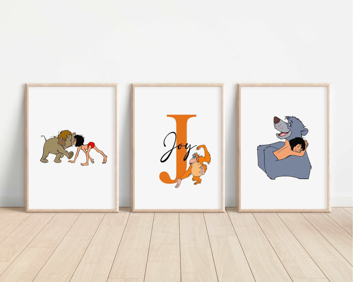 SET OF 3 The Jungle Book Personalised Print | Mowgli Baloo Bagheera Kaa Bedroom Print Kids Children Nursery Gift Art Wall Disney Pixar