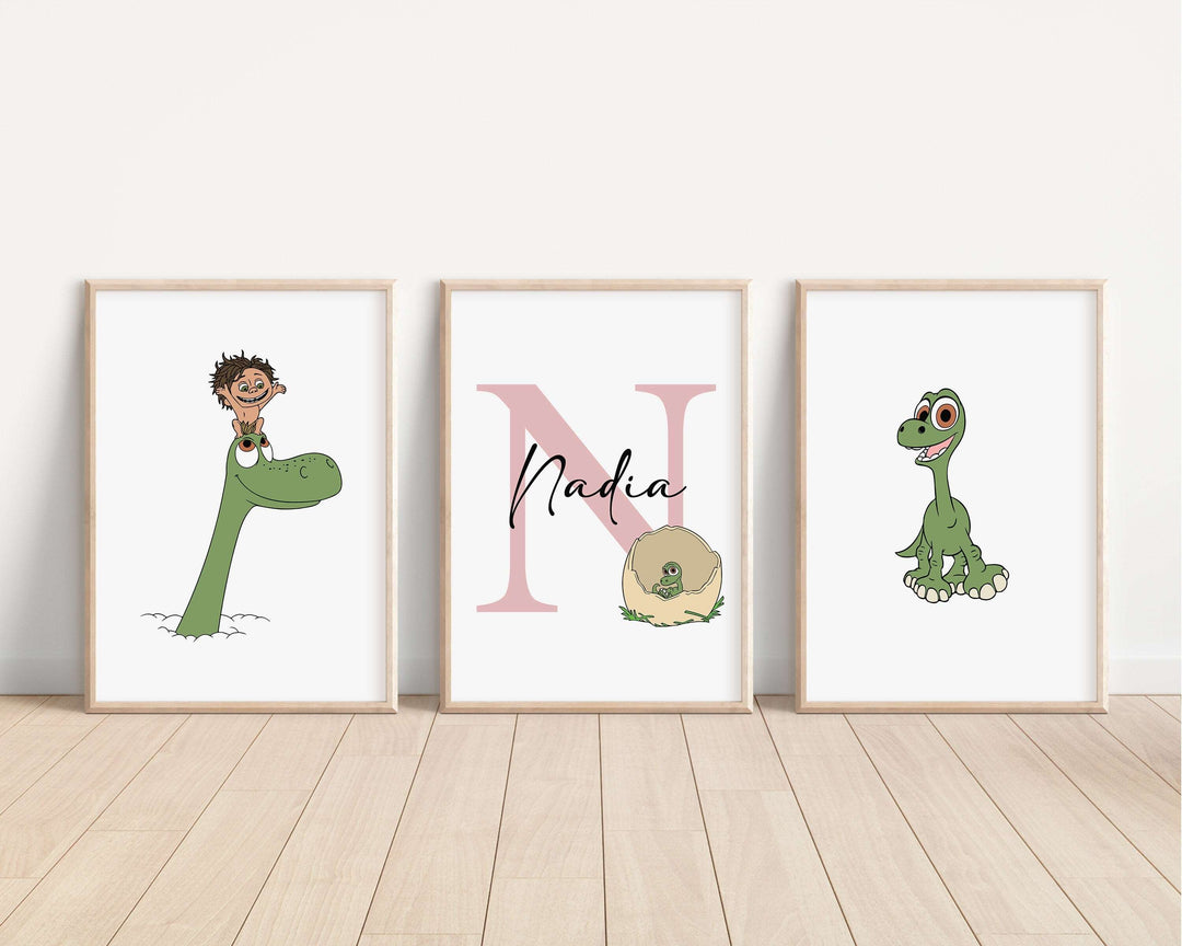 SET OF 3 The Good Dinosaur Personalised Print | Arlo Buck Spot Butch Bedroom Print Kids Children Nursery Bedroom Art Wall Disney Pixar