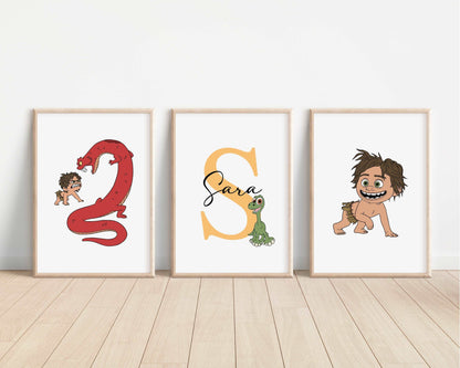 SET OF 3 The Good Dinosaur Personalised Print | Arlo Buck Spot Butch Bedroom Print Kids Children Nursery Bedroom Art Wall Disney Pixar