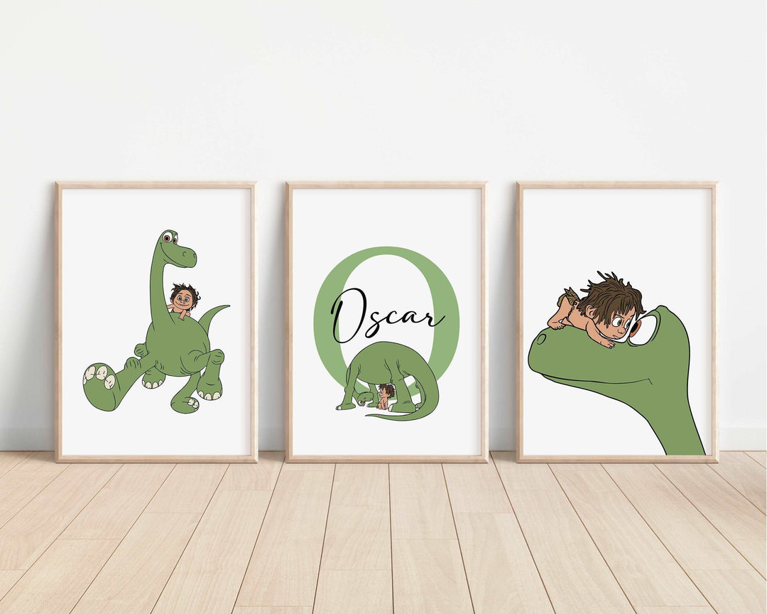 SET OF 3 The Good Dinosaur Personalised Print | Arlo Buck Spot Butch Bedroom Print Kids Children Nursery Bedroom Art Wall Disney Pixar