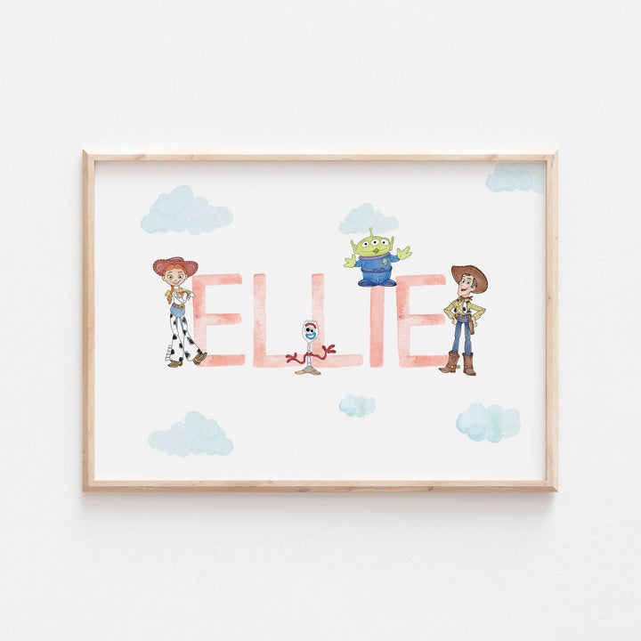 Toy Story Personalised Print | Watercolour Woody Buzz Jessie Bullseye Alien Bedroom Kids Children Nursery Bedroom Art Wall Disney Pixar