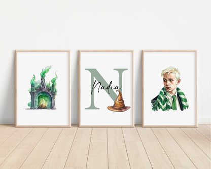 SET OF 3 Harry Potter Personalised Print | Hedwig Hogwarts Magic Wizard Bedroom Print Kids Children Nursery Bedroom Art Wall Disney Pixar