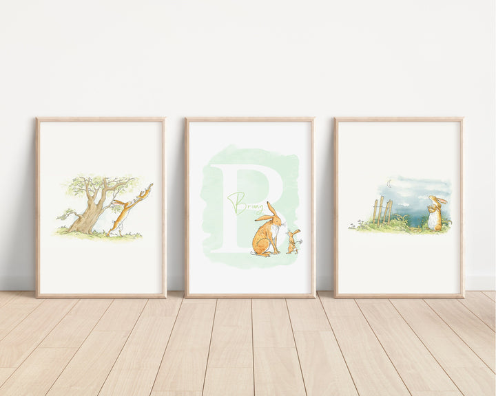 SET OF 3 Guess How Much I Love You Personalised Prints | Little Nutbrown Hare Fieldmouse Bedroom Kids Children Nursery Art Wall Disney Pixar