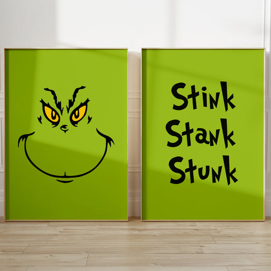 SET OF 2 The Grinch Christmas Quote Wall Prints