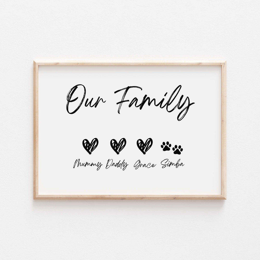 Personalised Our Family Heart Print