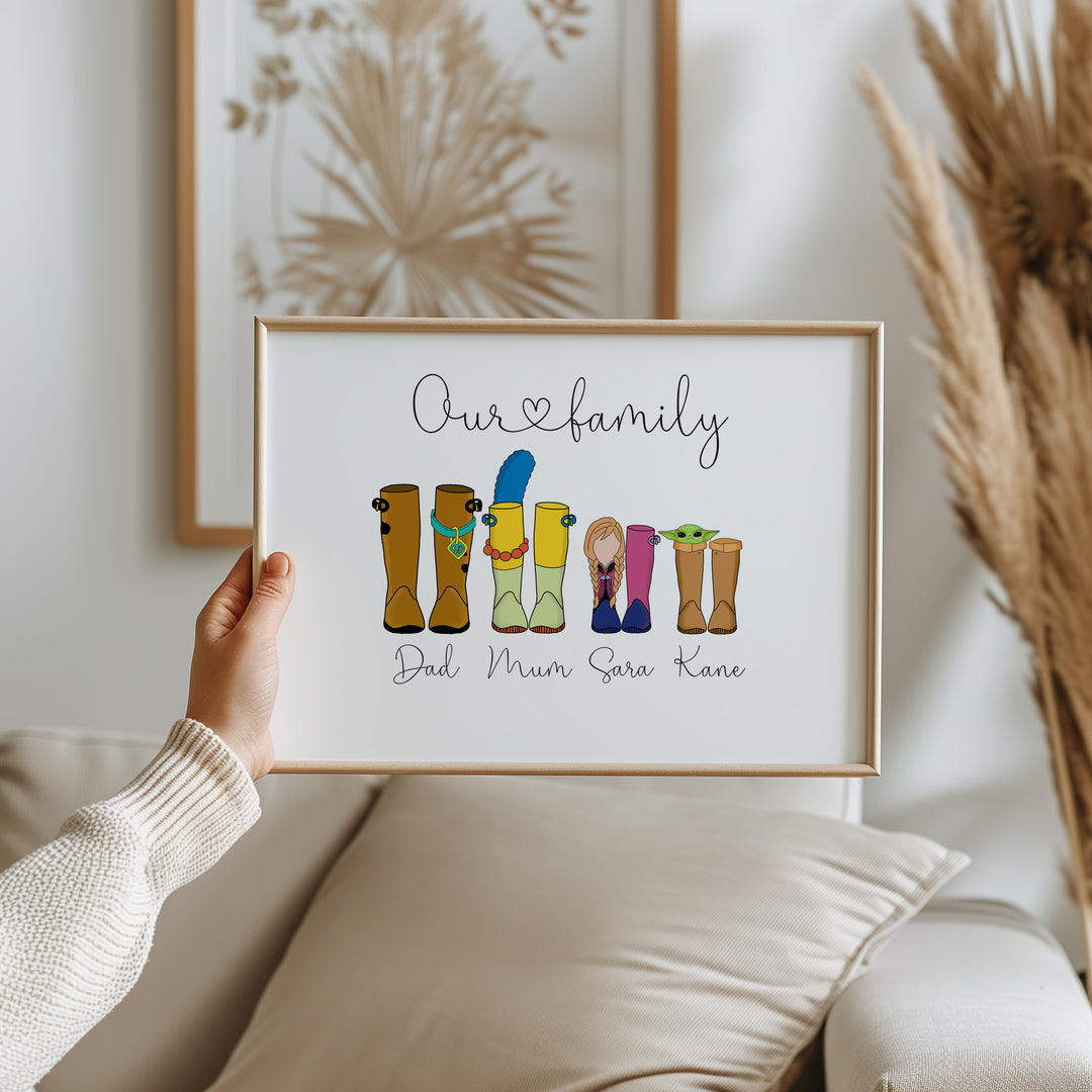 Personalised Our Family Disney Welly Boots Print