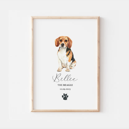 Personalised Beagle Dog Home Print