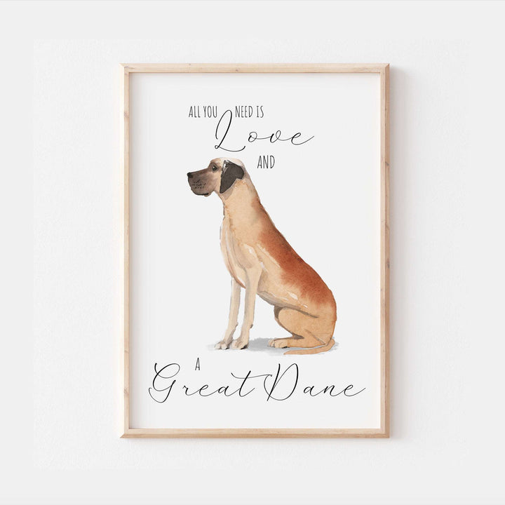 All You Need Is Love and A Great Dane Dog Print