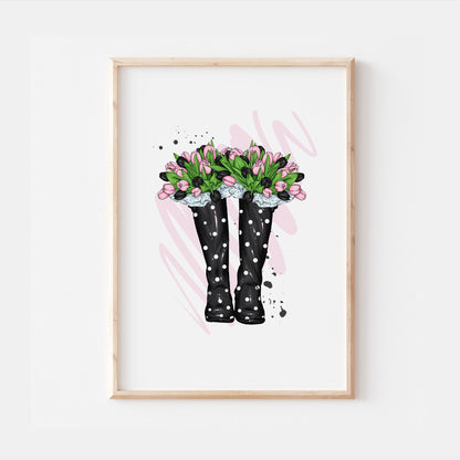 Valentines Day Flowers in Wellys Print