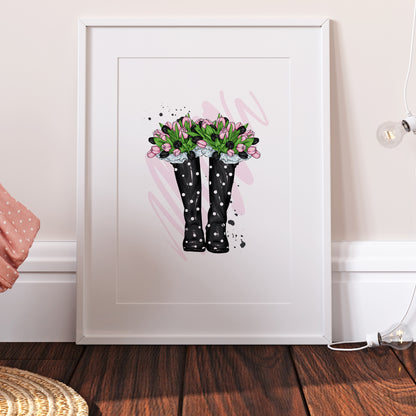 Valentines Day Flowers in Wellys Print