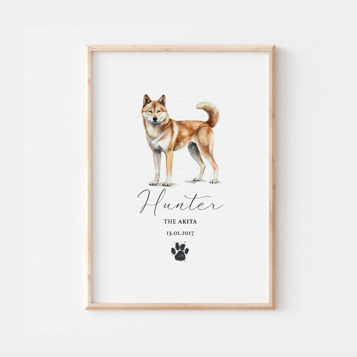 Personalised Akita Dog Watercolour Print