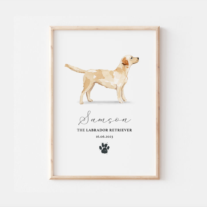 Personalised Labrador Retriever Dog Watercolour Print