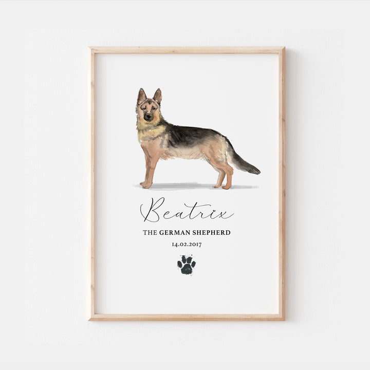 Personalised German Shepherd Dog Watercolour Print