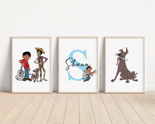 SET OF 3 Coco Disney Pixar Personalised Prints