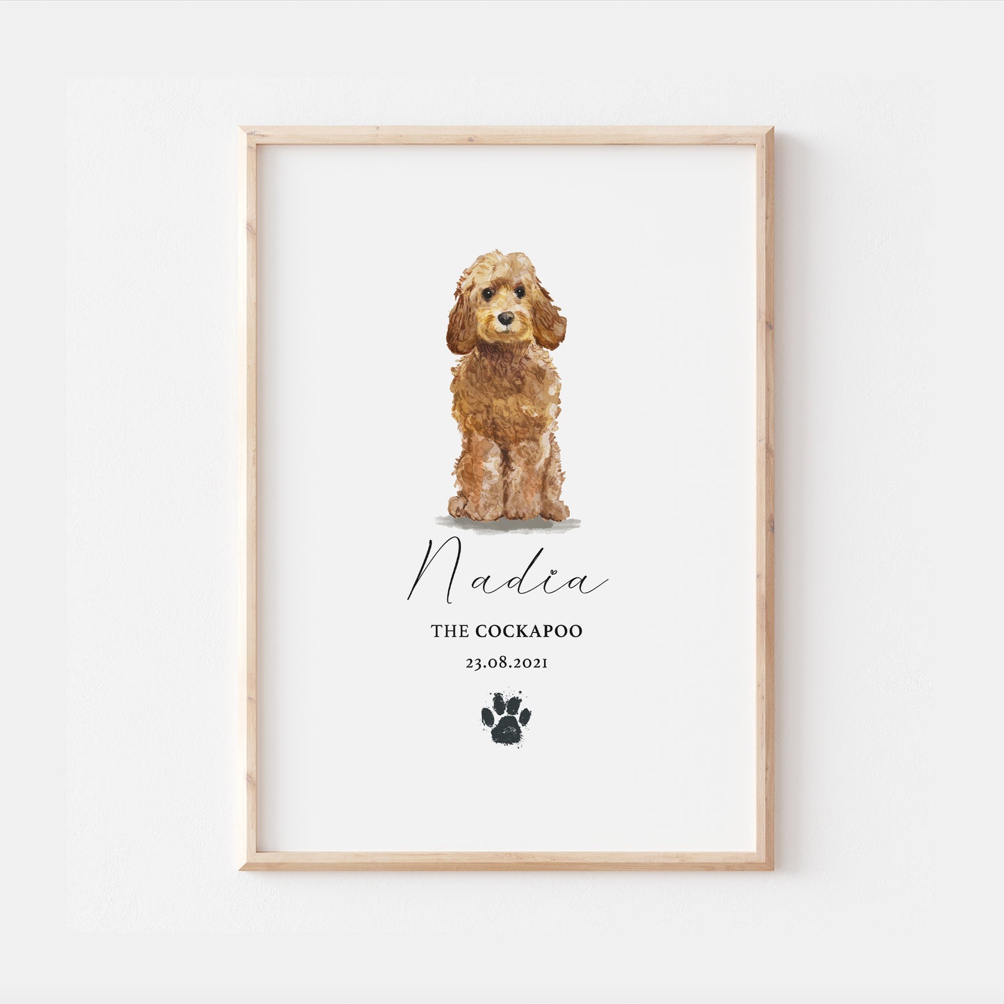 Personalised Golden Honey Cockapoo Watercolour Dog Home Print