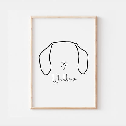 Personalised Dachshund Dog Line Art Print