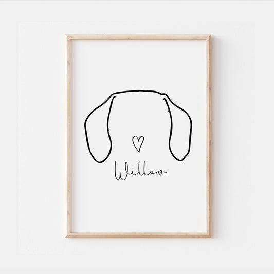 Personalised Dachshund Dog Line Art Print