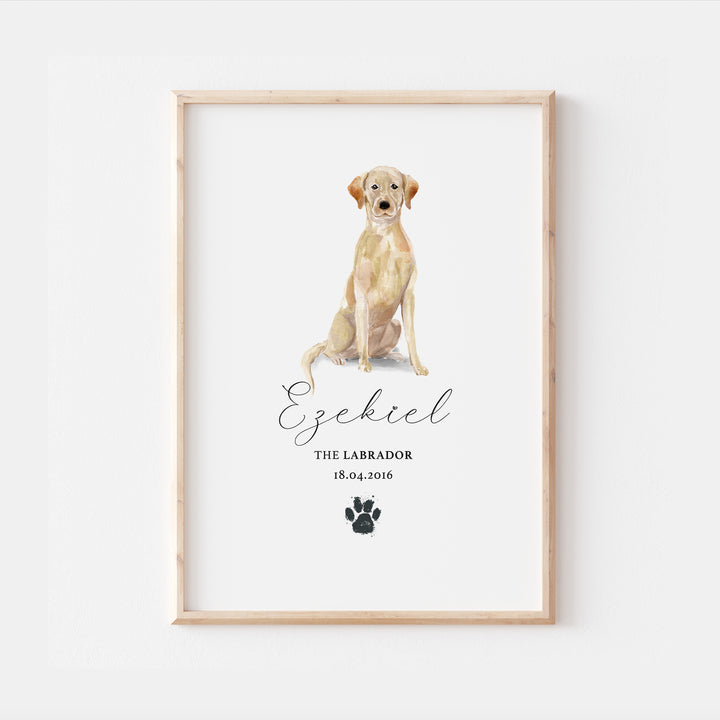 Personalised Golden Labrador Dog Watercolour Print