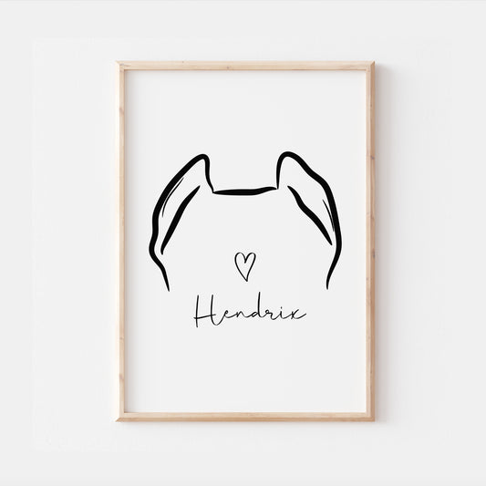 Personalised Cane Corso Dog Line Art Print