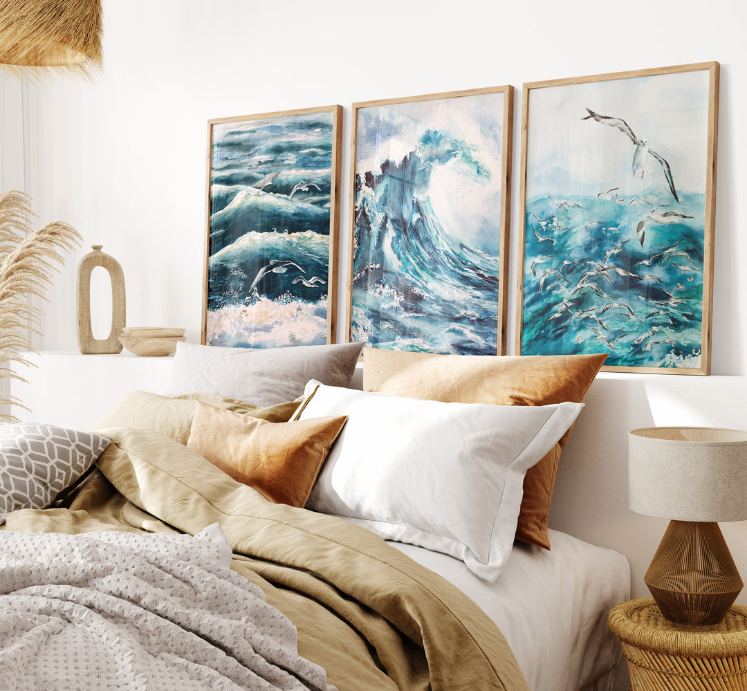 SET OF 3 Ocean Waves Home Prints