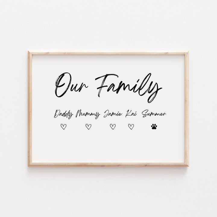 Personalised Our Family Heart Print