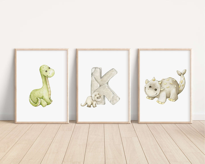 SET OF 3 Baby Dinosaur Personalised Prints