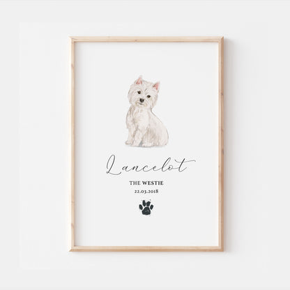 Personalised Westie Dog Watercolour Print