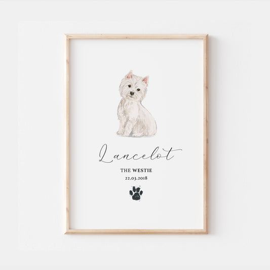 Personalised Westie Dog Watercolour Print