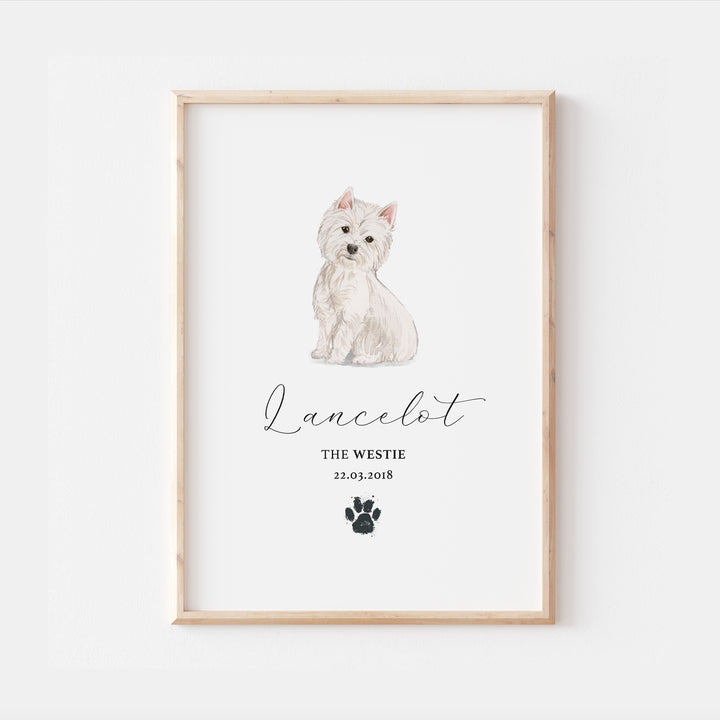 Personalised Westie Dog Watercolour Print