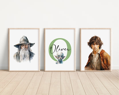 SET OF 3 Lord Of The Rings The Hobbit Personalised Prints