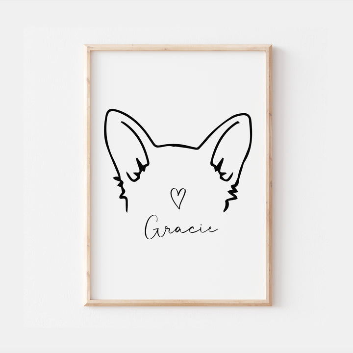 Personalised Corgi Dog Line Art Print