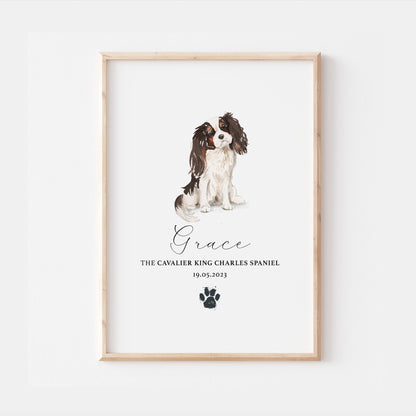 Personalised Cavalier King Charles Spaniel Watercolour Print