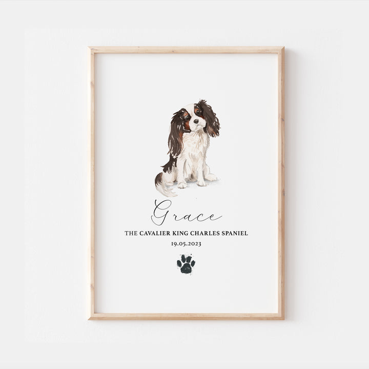 Personalised Cavalier King Charles Spaniel Watercolour Print