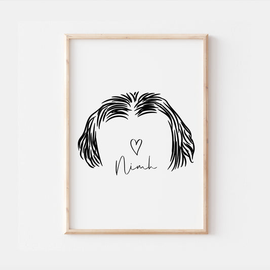 Personalised Lhasa Apso Dog Line Art Print