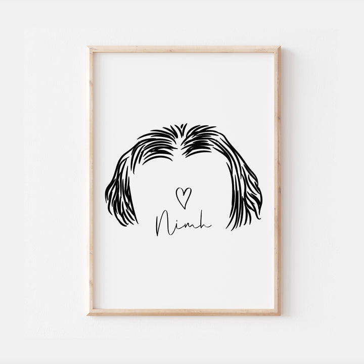 Personalised Lhasa Apso Dog Line Art Print