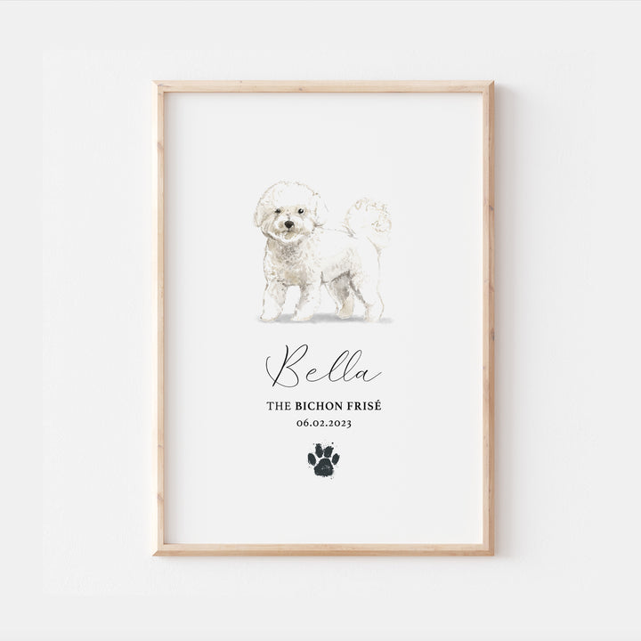 Personalised Bichon Frisé Watercolour Dog Home Print