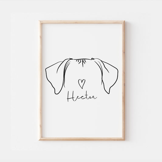 Personalised Rhodesian Ridgeback Dog Line Art Print