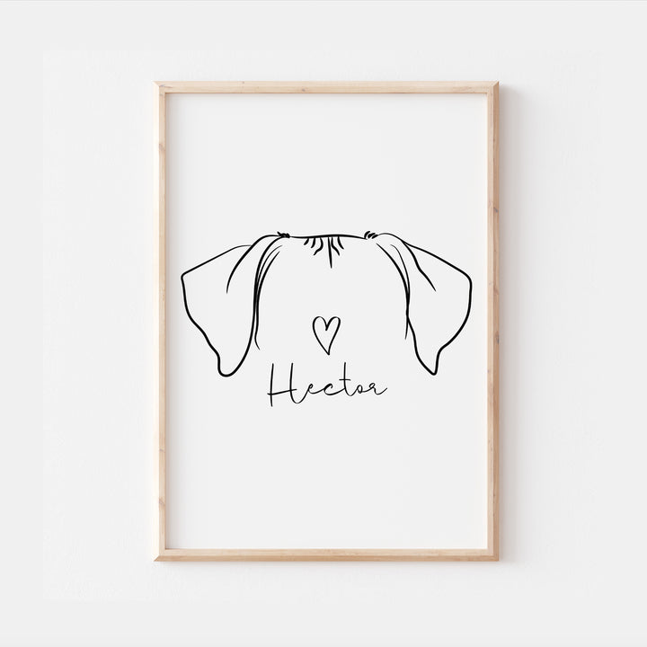 Personalised Rhodesian Ridgeback Dog Line Art Print