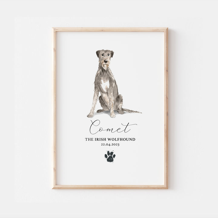 Personalised Irish Wolfhound Dog Watercolour Print