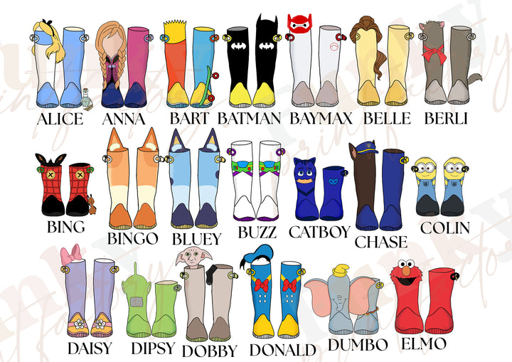 Personalised Our Family Disney Welly Boots Print