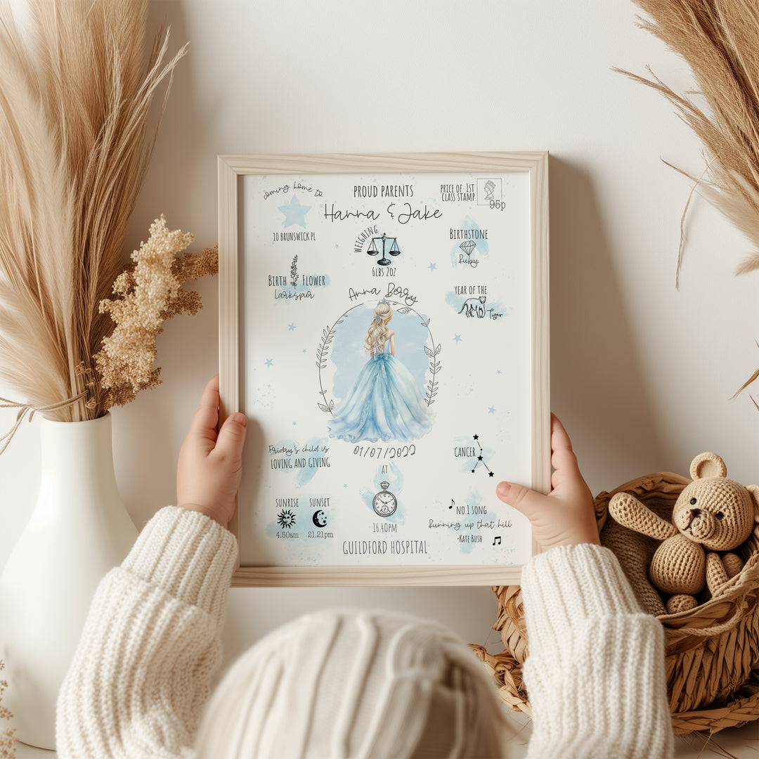 Princesses Personalised The Day You Were Born Print