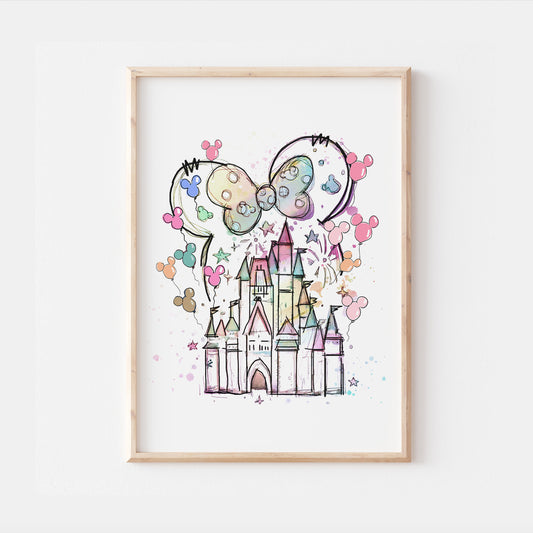 Watercolour Disneyland Castle Print