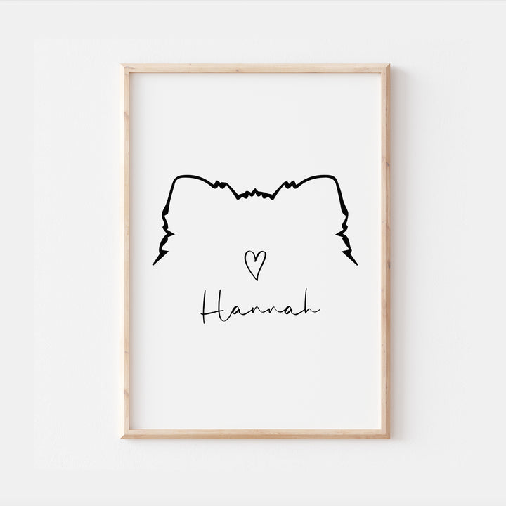 Personalised Pomeranian Dog Line Art Print