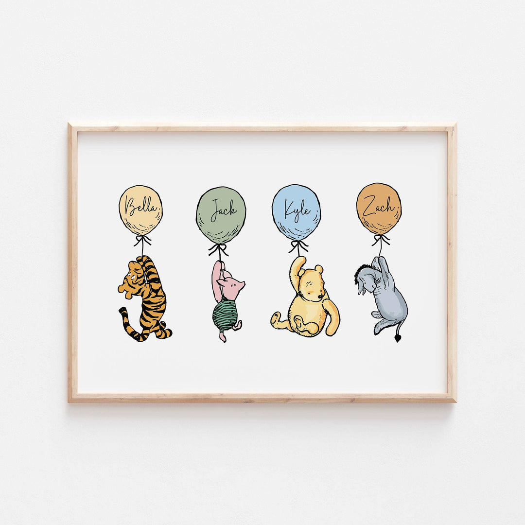 Personalised Winnie the Pooh Family Print