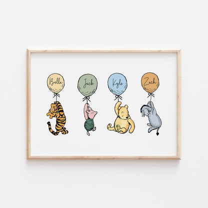 Personalised Winnie the Pooh Family Print