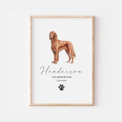 Personalised Irish Setter Dog Watercolour Print