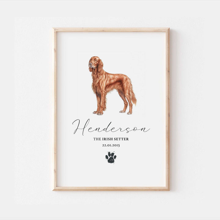 Personalised Irish Setter Dog Watercolour Print